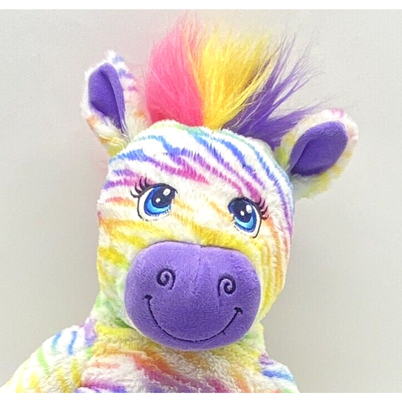 Build A Bear BABW Colorful Rainbow Striped Zebra Plush Stuffed Animal Toy 18" - Picture 3 of 11